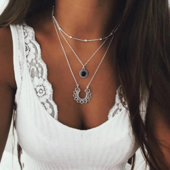 dazzling items Jewelry - Silver Boho Multi Layered Necklace